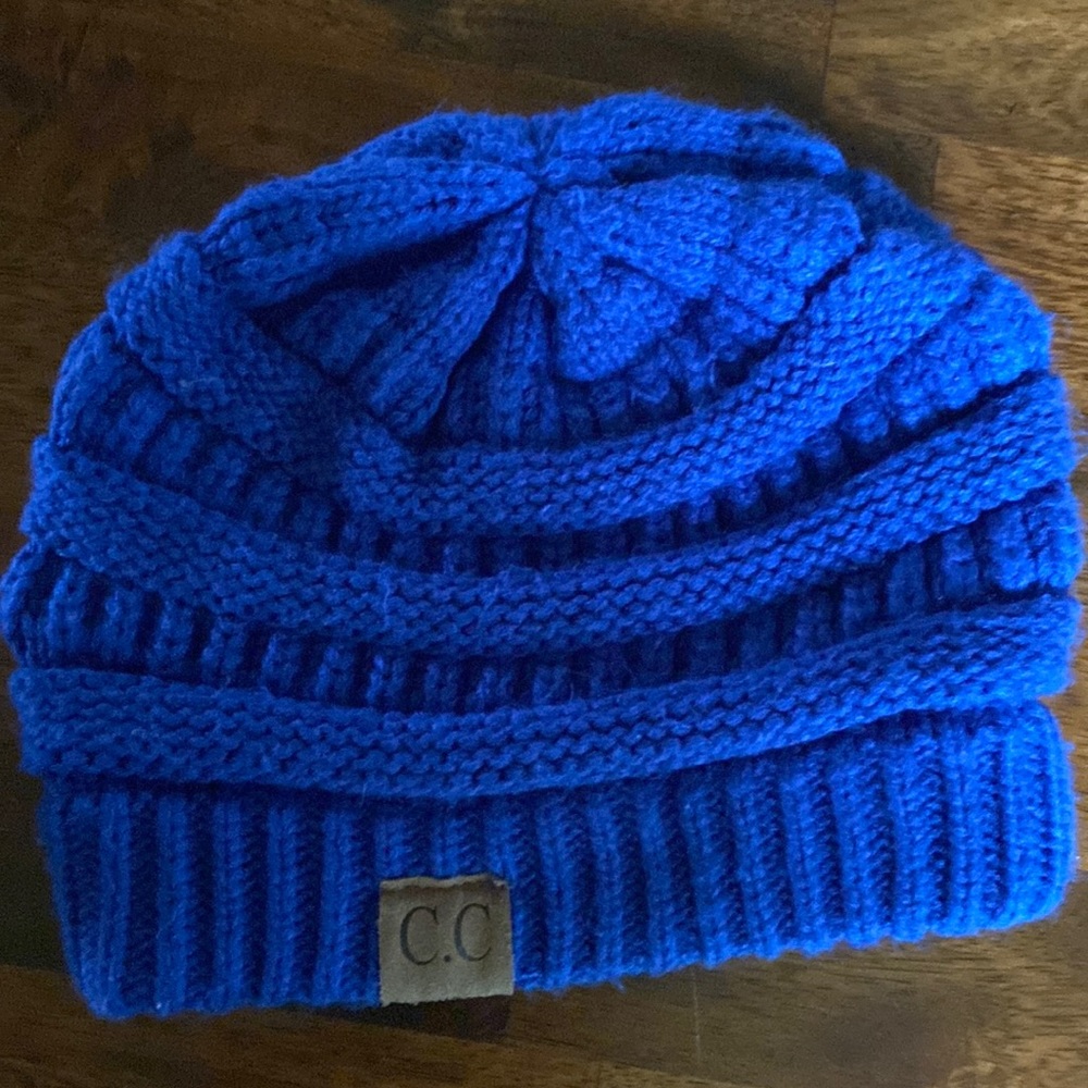 Cute cobalt blue C.C beanie